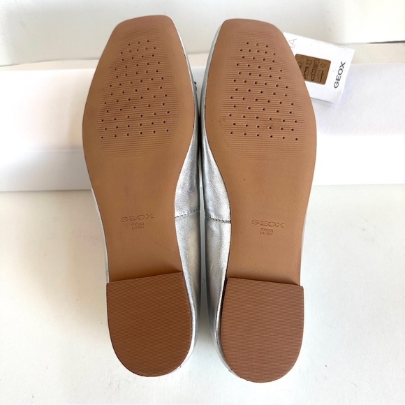 GEOX RESPIRA MARSILEA LEATHER METALLIC SILVER BALLET FLAT NEW!Sz9-9.5/40 - Picture 10 of 12